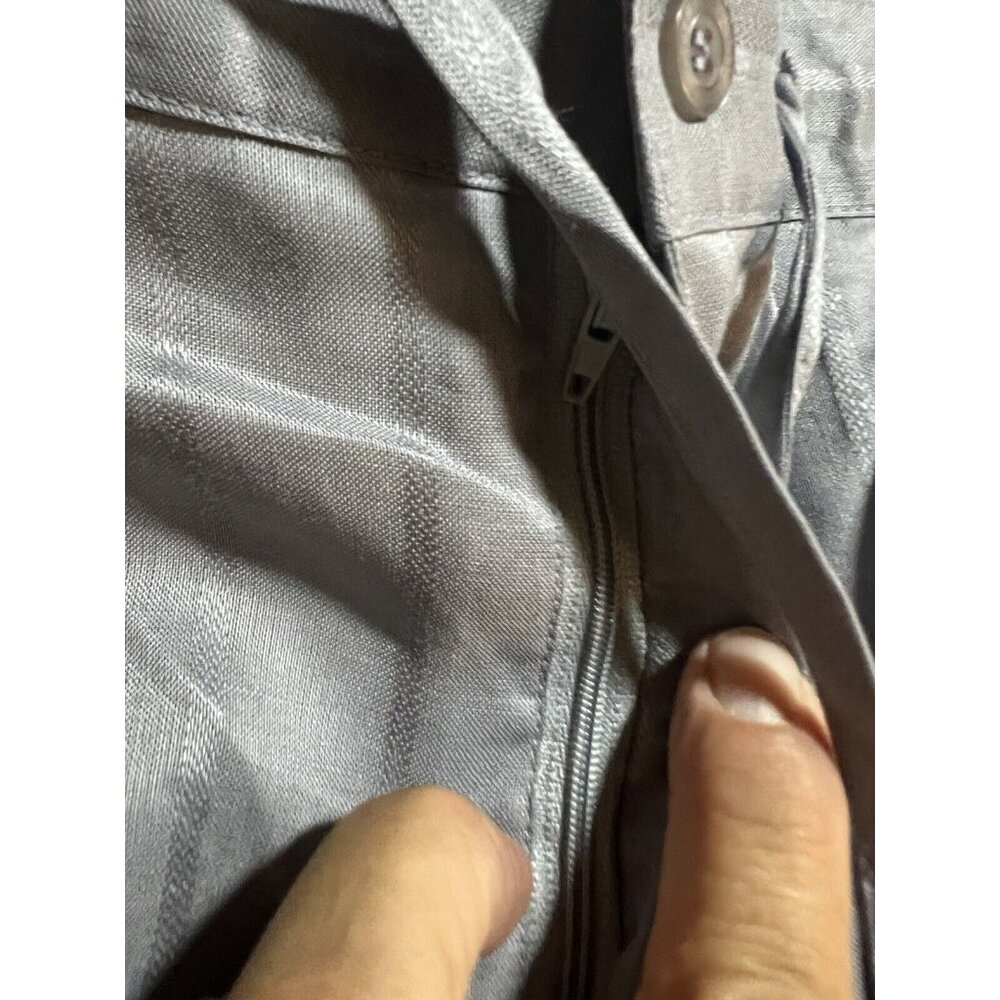 Delf Collection Shorts Mens 46 Gray Linen Drawstrings Pocketed Zip Button Men. - Picture 3 of 10